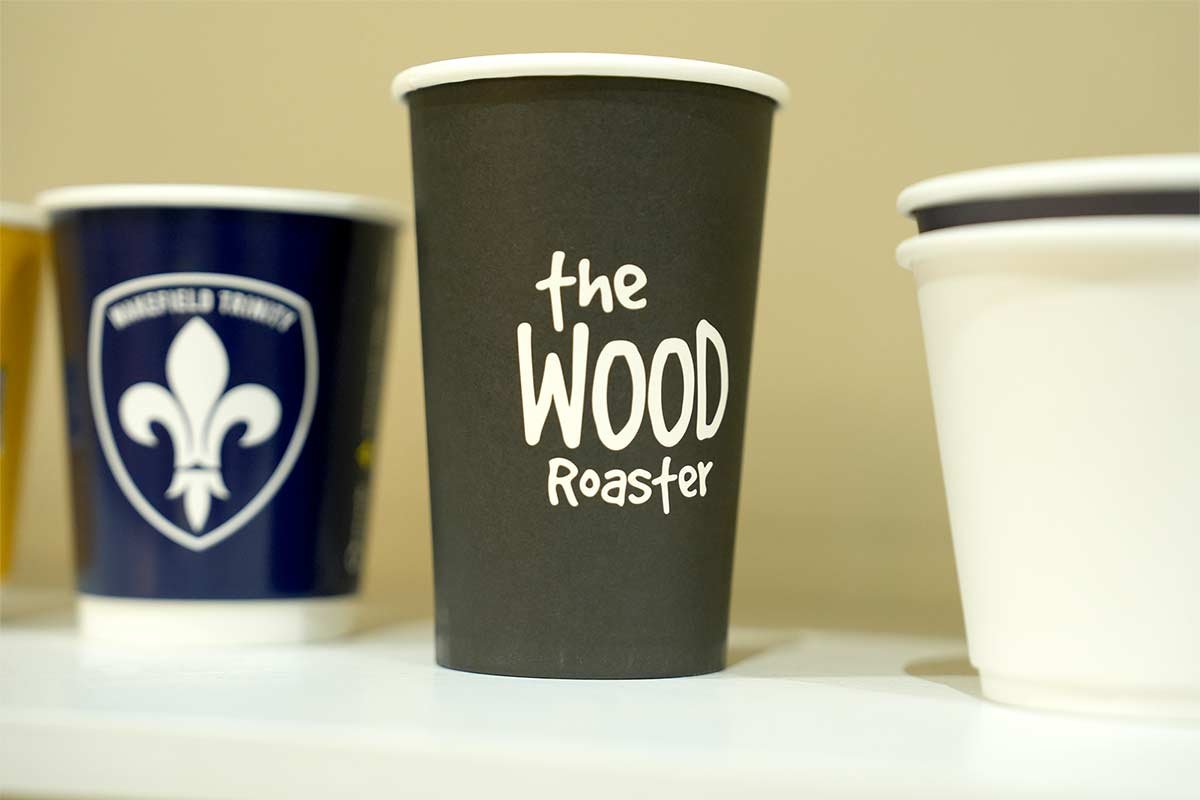black coffee roaster branded paper cup