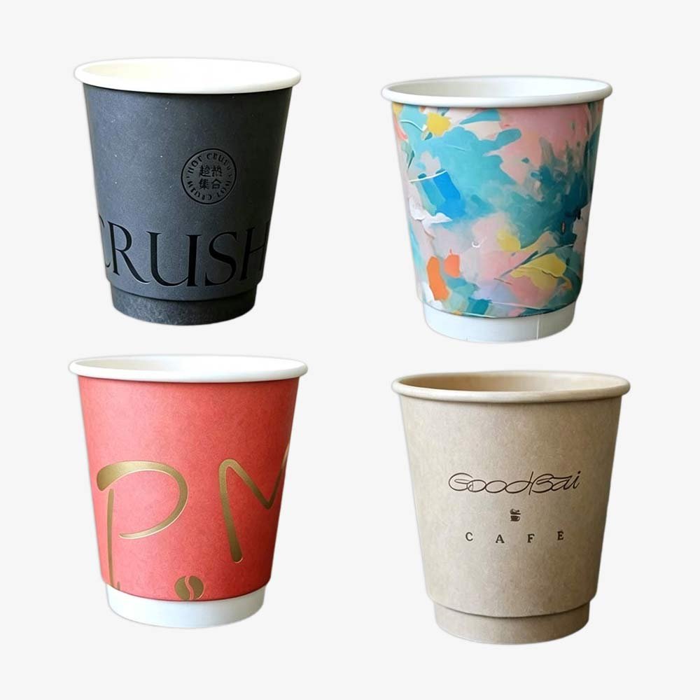 black pink beige mixed design coffee paper cups
