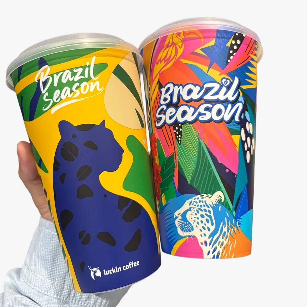 brazil season colorful animal illustration paper cups