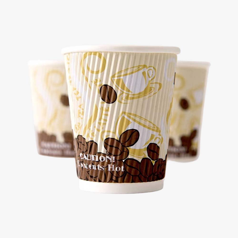 cream gold coffee bean pattern paper cups
