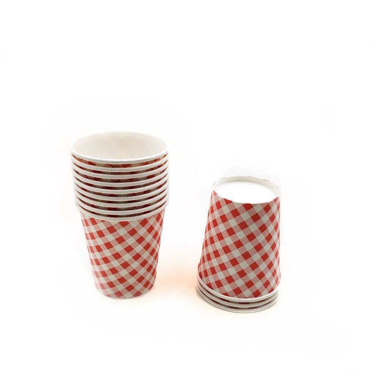 Red custom 9 oz advertising paper cup side profile