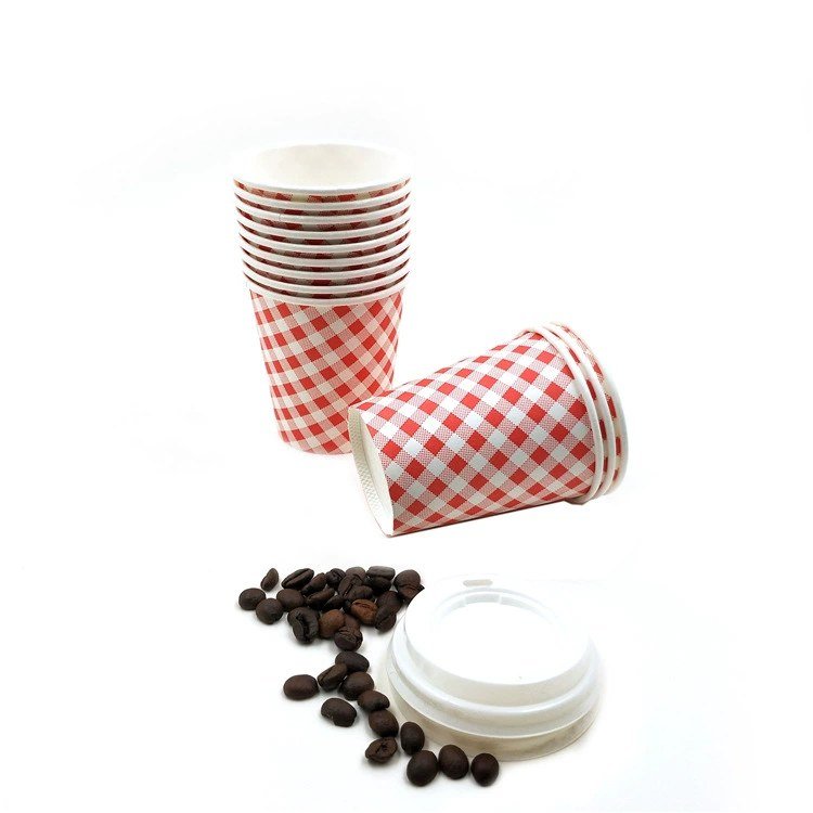 Custom 9 oz advertising paper cups with matching lids