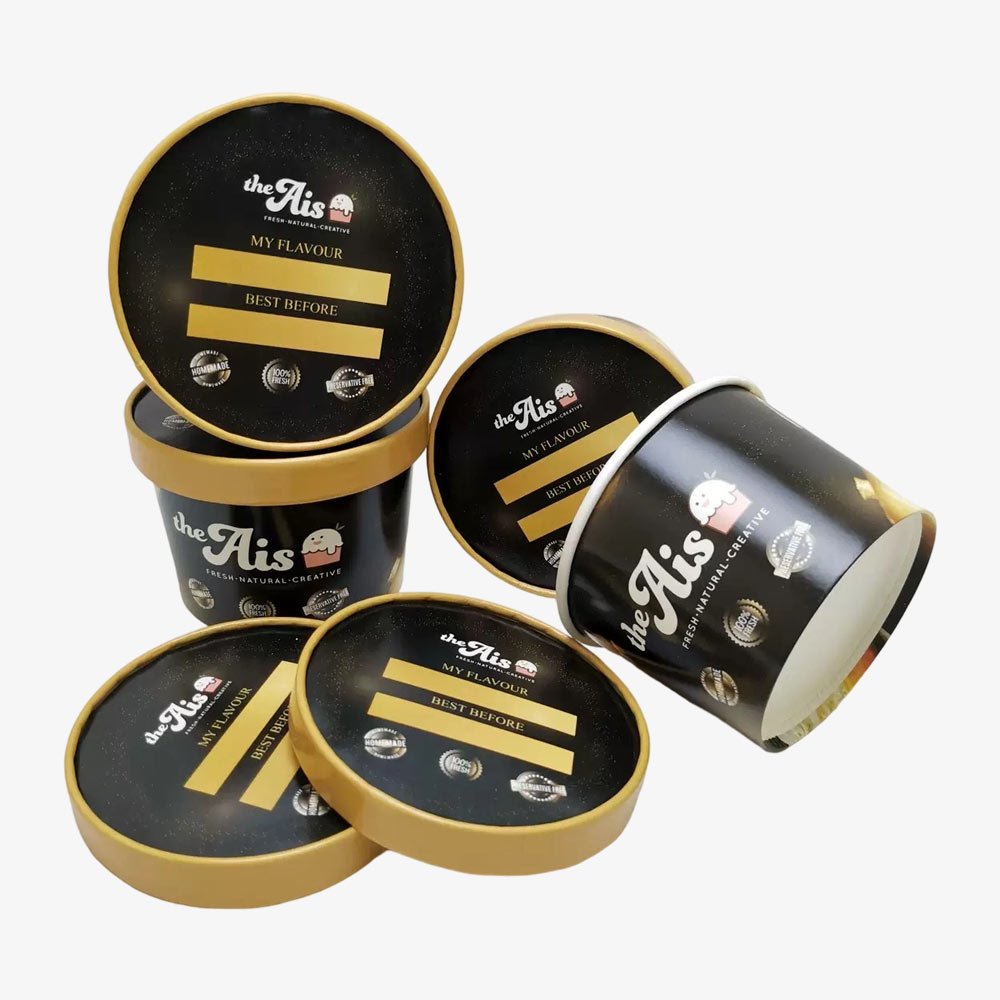 custom-ice-cream-tubs-black-gold-rim-stacked
