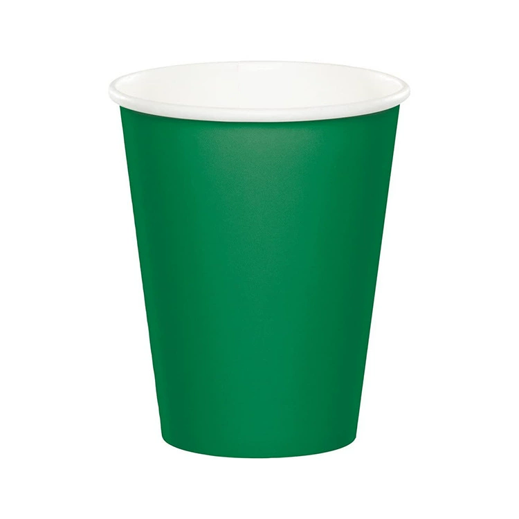Blue, green, light green, light blue and pink single wall paper cups shown as individual colour options