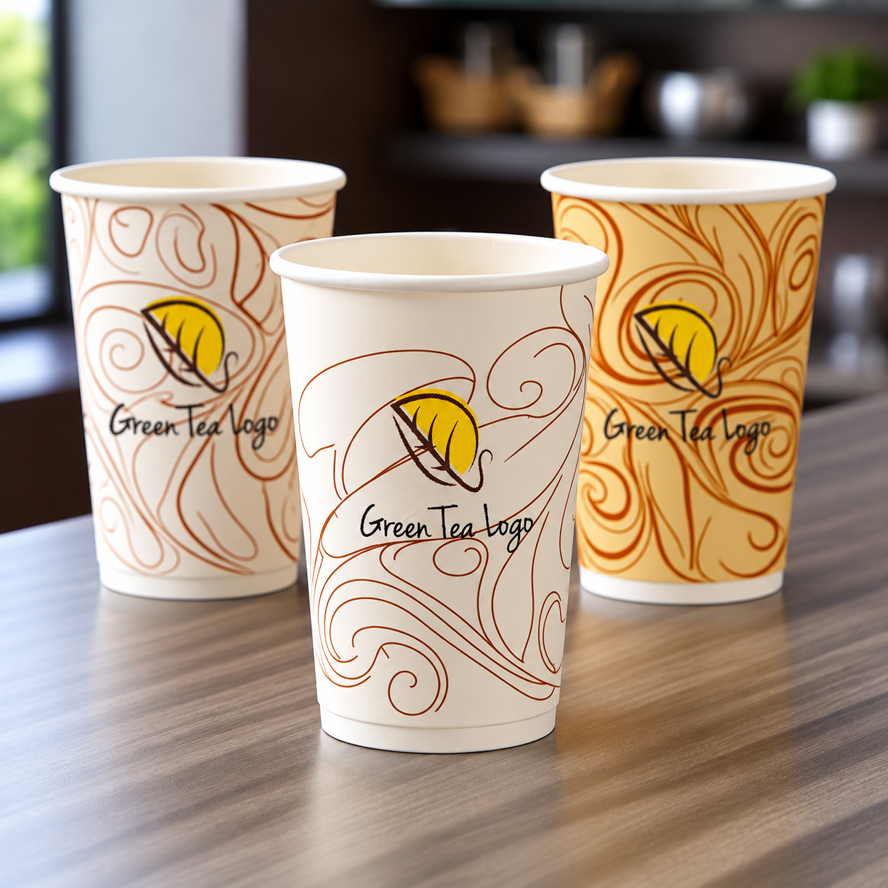 Printed paper cups with logo and ink details for certification review