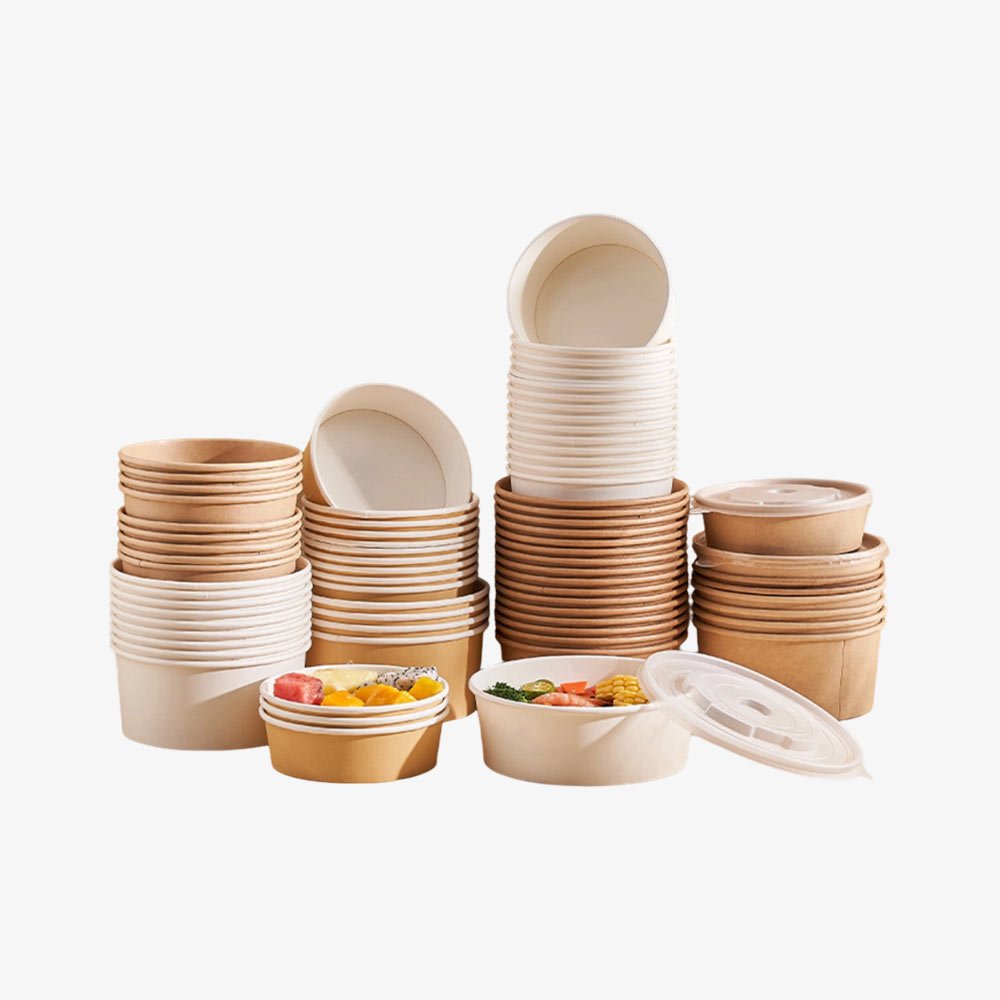 kraft paper salad bowls with paper lids