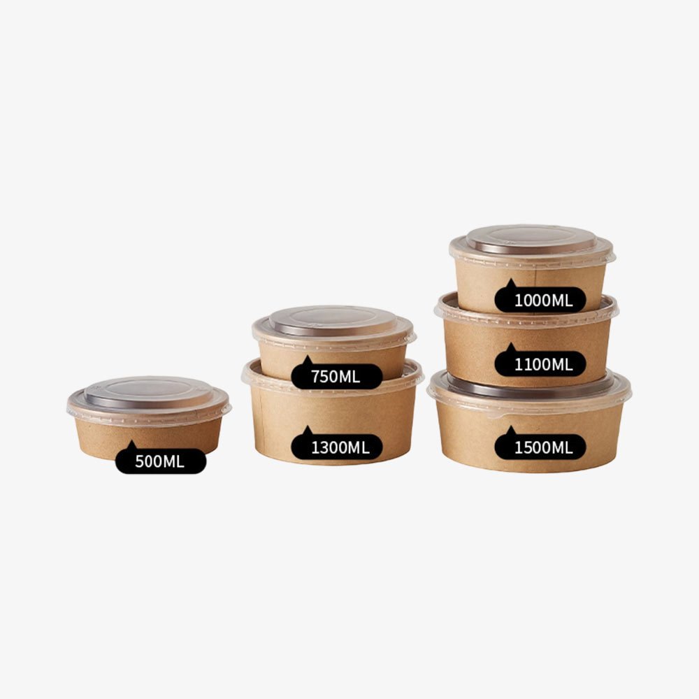 kraft salad bowls with clear lids 500ml 1500ml