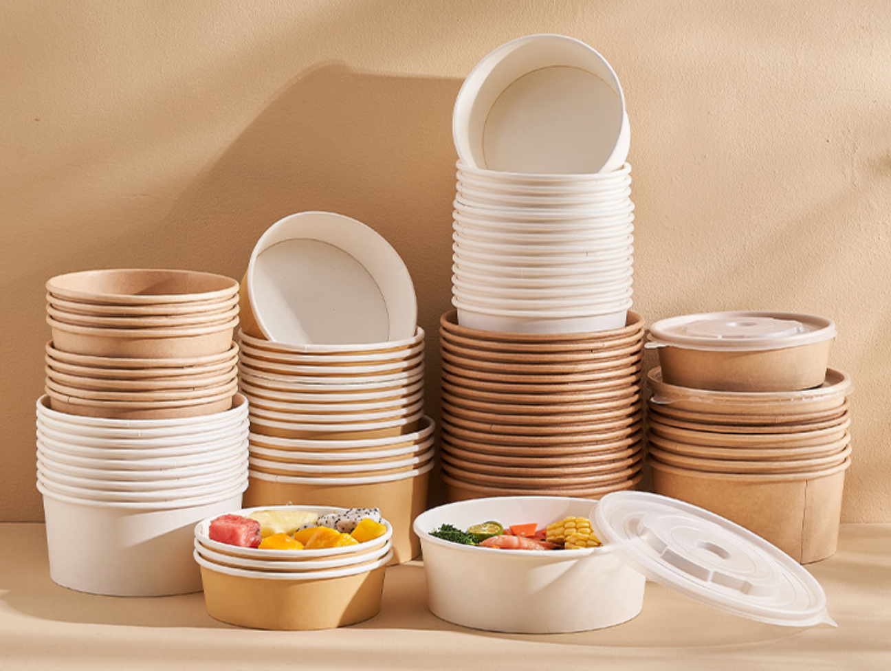 kraft white salad bowls with lids lifestyle