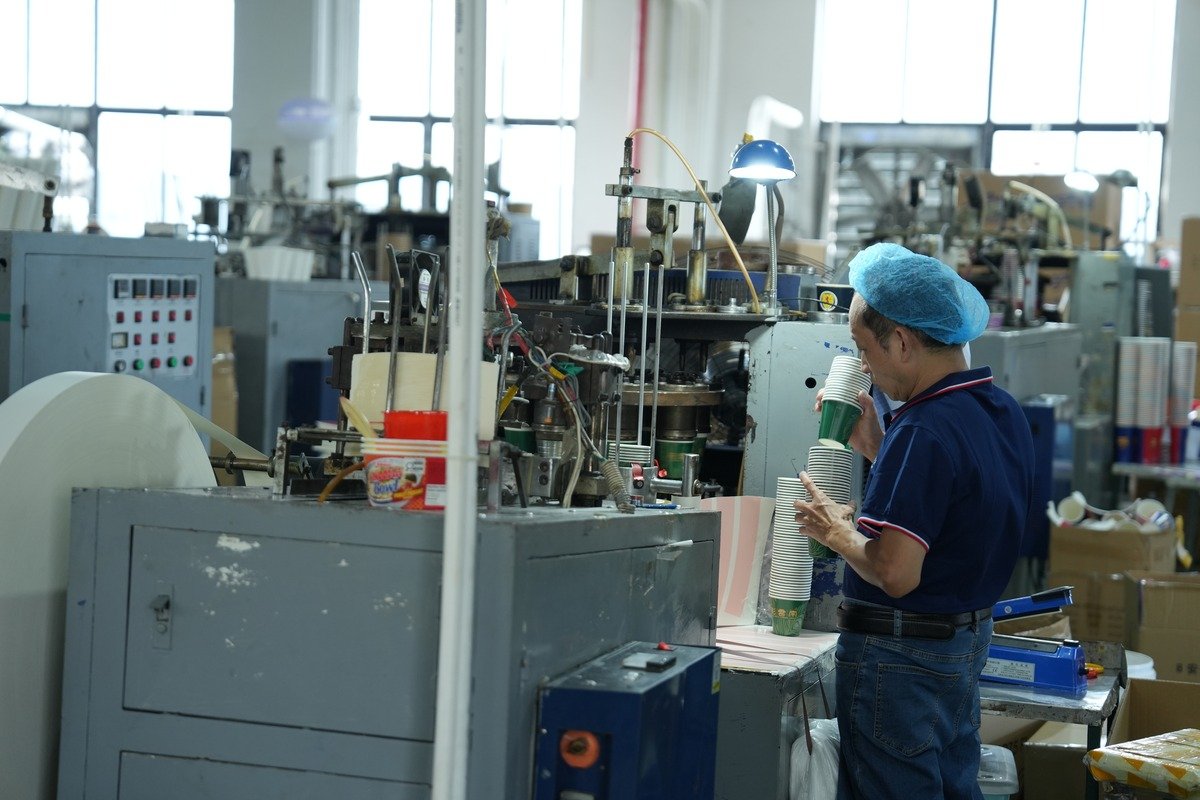 paper cup inspection worker