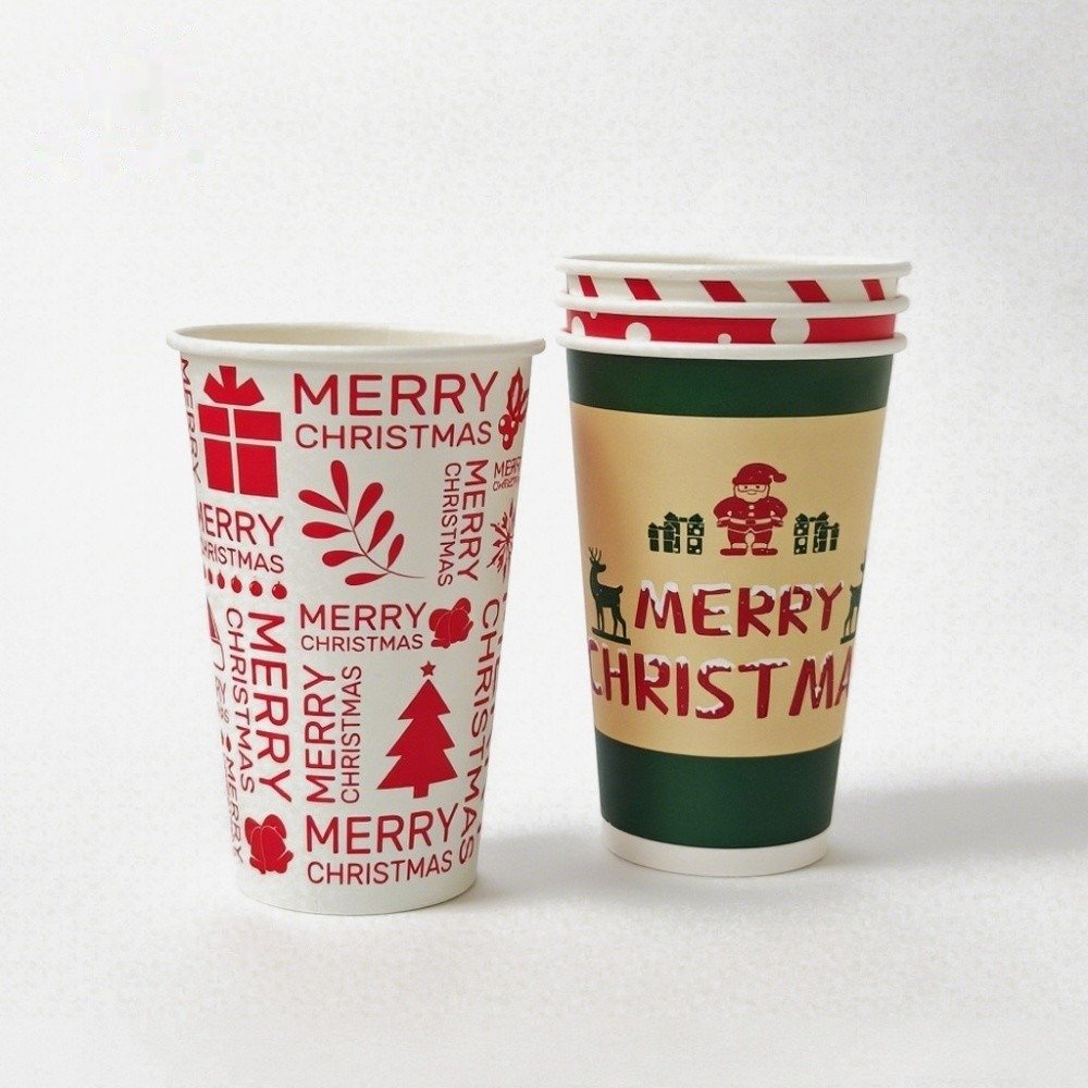 Merry Christmas print paper cups design detail