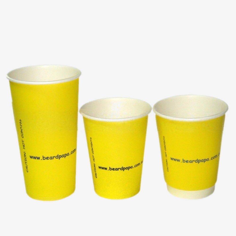 custom logo yellow cold drink paper cups double coated