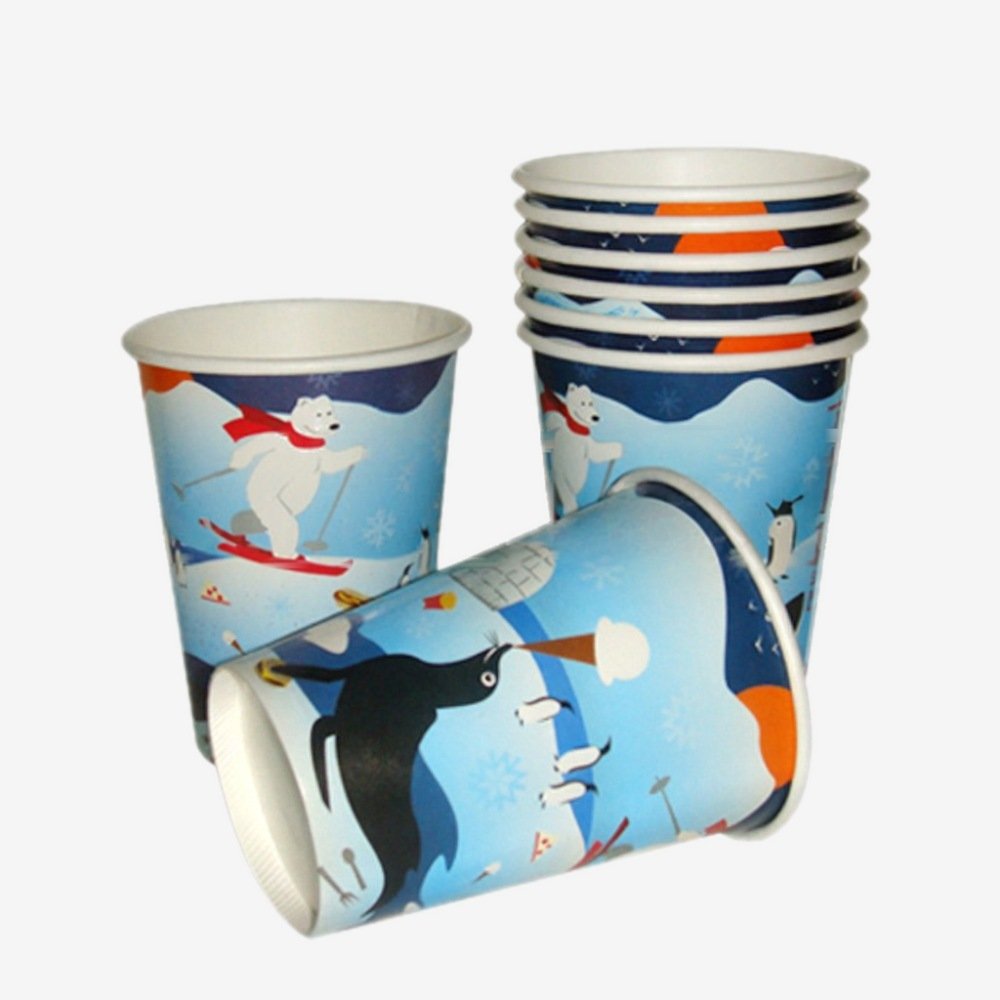 custom printed cold drink paper cups winter design