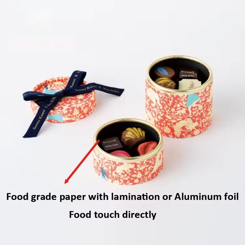 Round chocolate tube box with food grade lamination filled with chocolates