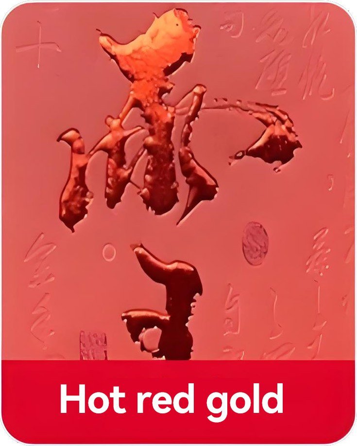 Red and gold hot foil embossing for festive chocolate packaging
