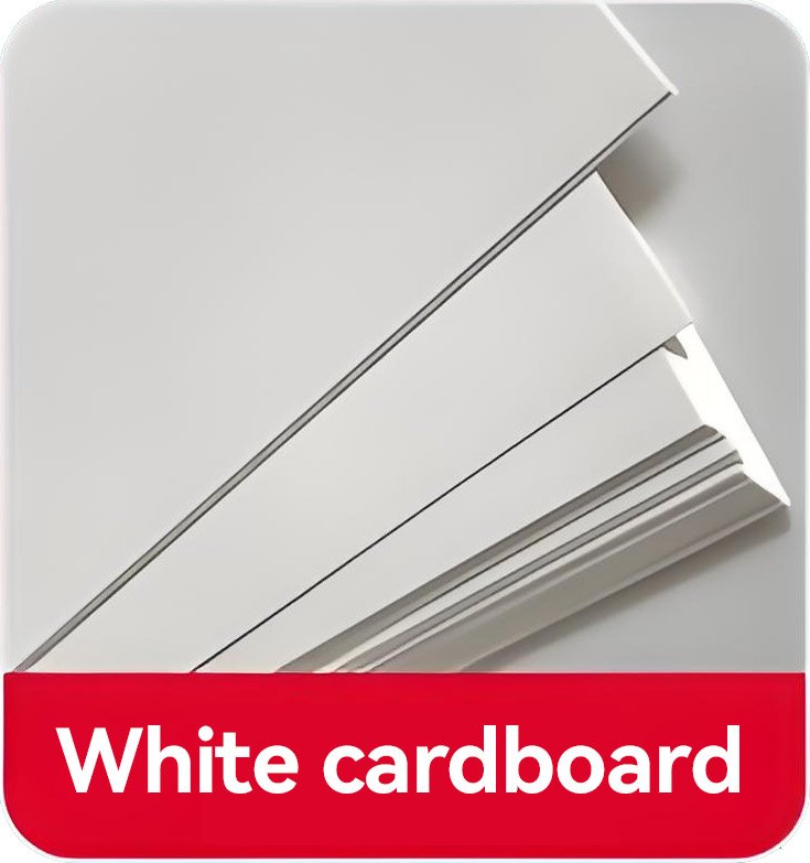 White cardboard sheets for chocolate packaging boxes